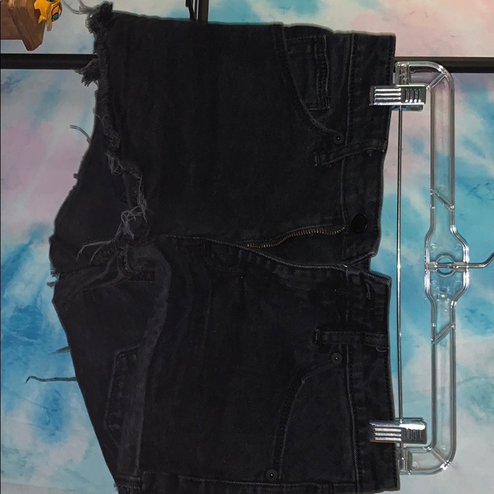 Black frayed shorts